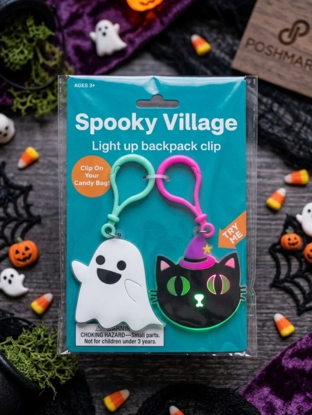NWT Halloween Spooky Bundle - 4-Wick Skeleton Candle, Towel, Clips & Stickers